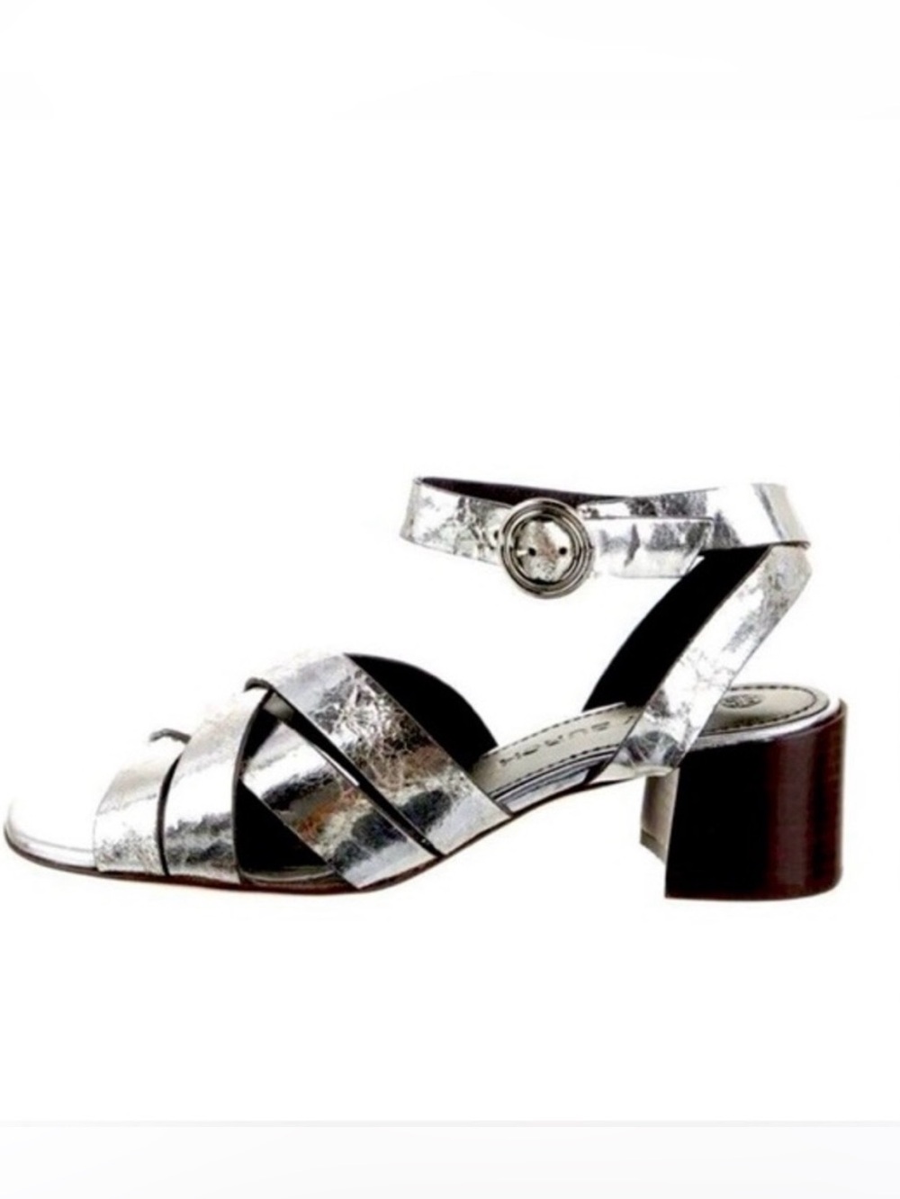 Tory Burch Metallic Silver Crisscross Slide Sandals